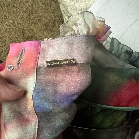 ADAM LIPPES Tie-Neck Silk Floral Print Chiffon Blouse Size 8 - Picture 4 of 6